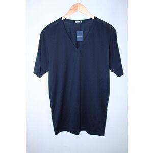 NWT Bresciani Men's XL Navy Blue V-Neck Premium Cotton Short Sleeve T-Shirt